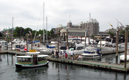 Our slip is at the front of the dock, right in front of the Empress Hotel