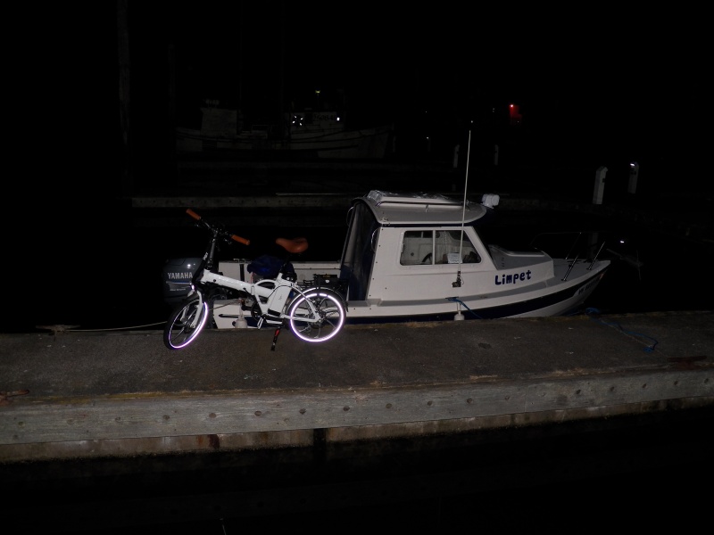 Out of the bag and ready to go to town.  The "whitewalls" are reflective and it has LED head and tail lights.
