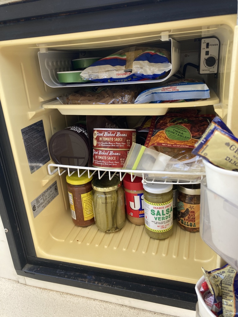 pantry - dry storage  YETI used for refrigeration on trips.