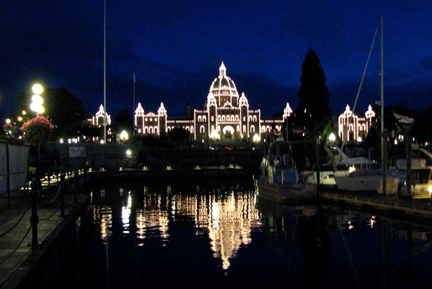 Parliament Building at night - the view from the docks