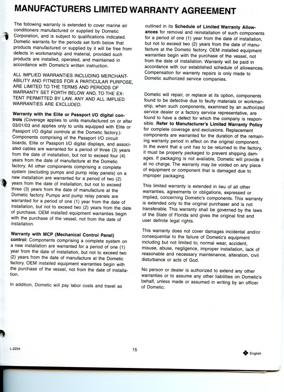 Passport marine air system114