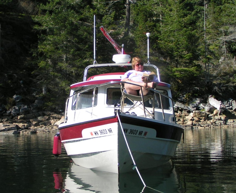 (Pat Anderson) Patty Enjoys the Sun Deck on Daydream at Grace Harbour 9-16-05