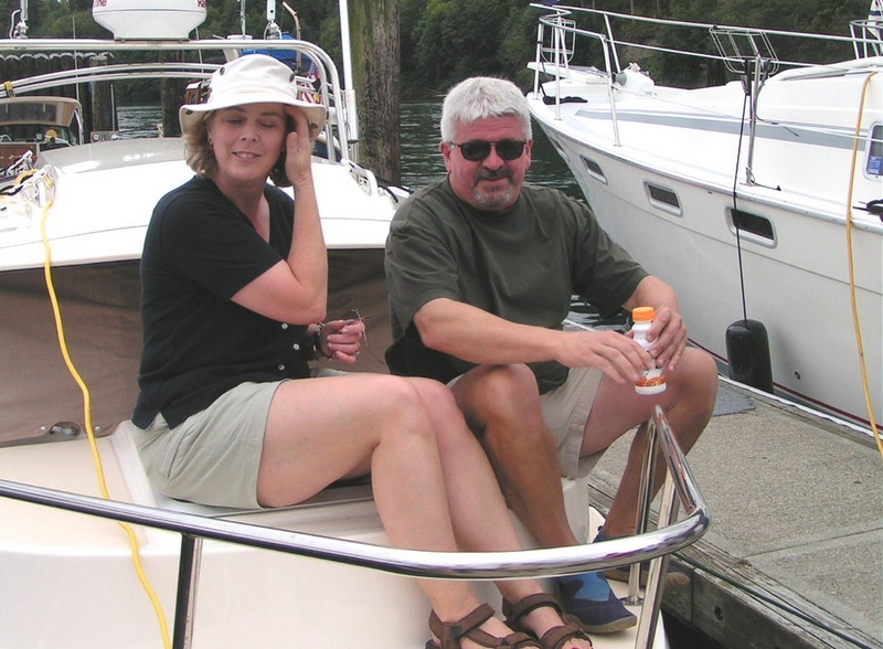 (Pat Anderson) Robbin and Fred on Bow of Anita Marie
