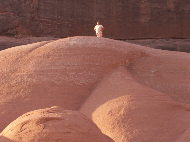 Patty Atop the Navajo Sandstone at Rock Creek Canyon 9-19-08 - Another View