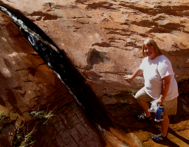Patty by Waterfall at Fifty Mile Canyon 9-22-09