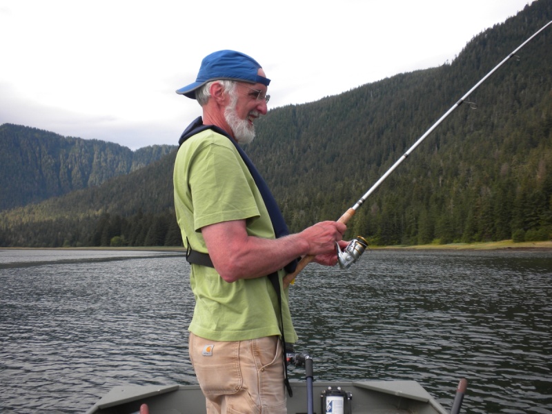 Petersburg, Mouth of Creek at Wrangell Narrows, 2010 212 - Fish on.  Light gear, Cohos, and shallow water.  It gets pretty crazy!