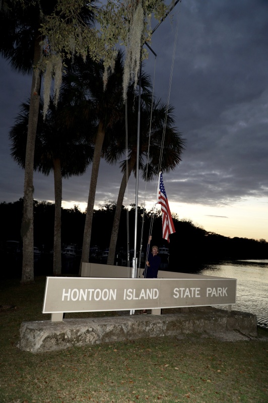 Phil, our new honorary member, did the honors of flag at half staff, and then lowered, as the group sang taps at sunset.