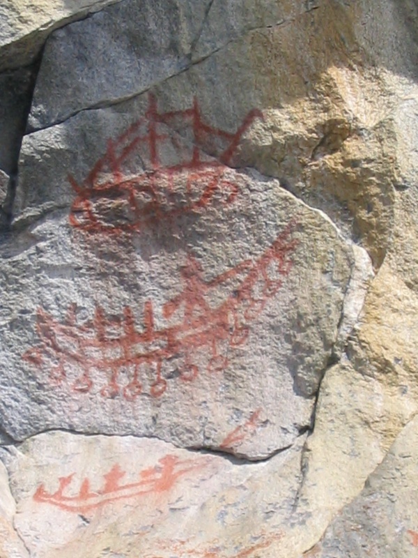 Pictograph, Sailing Ship, Long Boat, Canoe