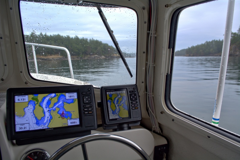 Poking into Garrisson bay after checking thru customs via cell phone thanks to Nexus pass