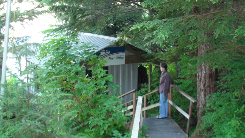 Port Alexander, Post Office.  Mail delivered by boat twice a week in summer & once in winter