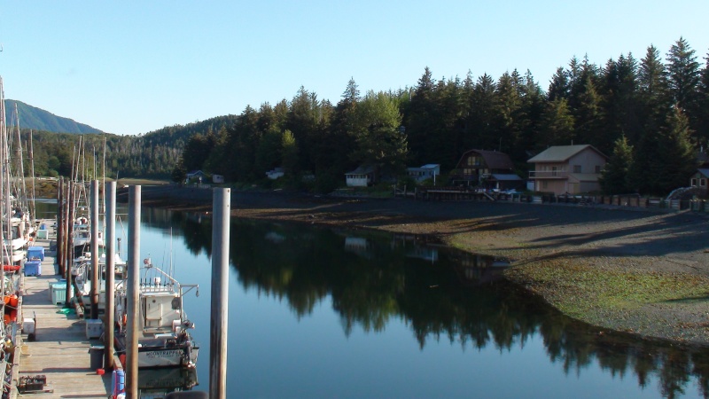 Port Alexander town beach front and dock