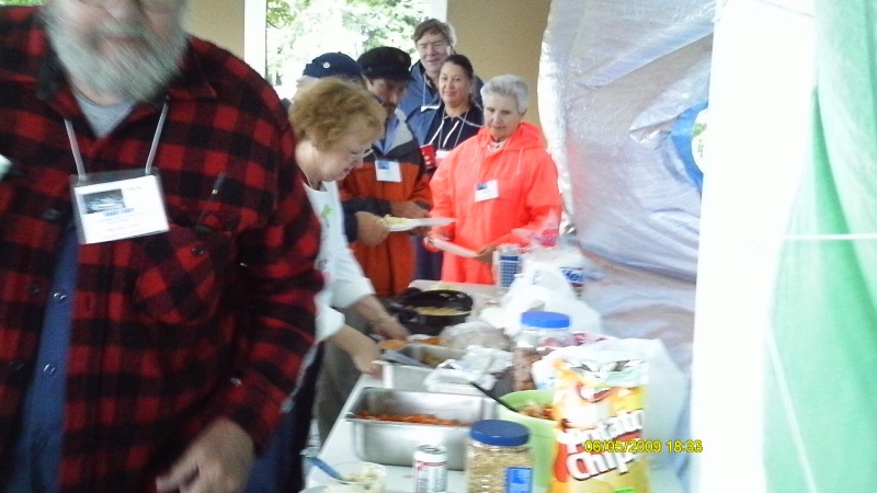 Pot Luck chow line on Friday nite
