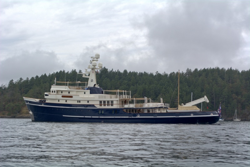 Pulling into Friday Harbor and theres the fancy adventure yacht Seawolfe which is normally moored in Lake Union. What a beauty she is. It\'s worth a few minutes to look her up and read her history.