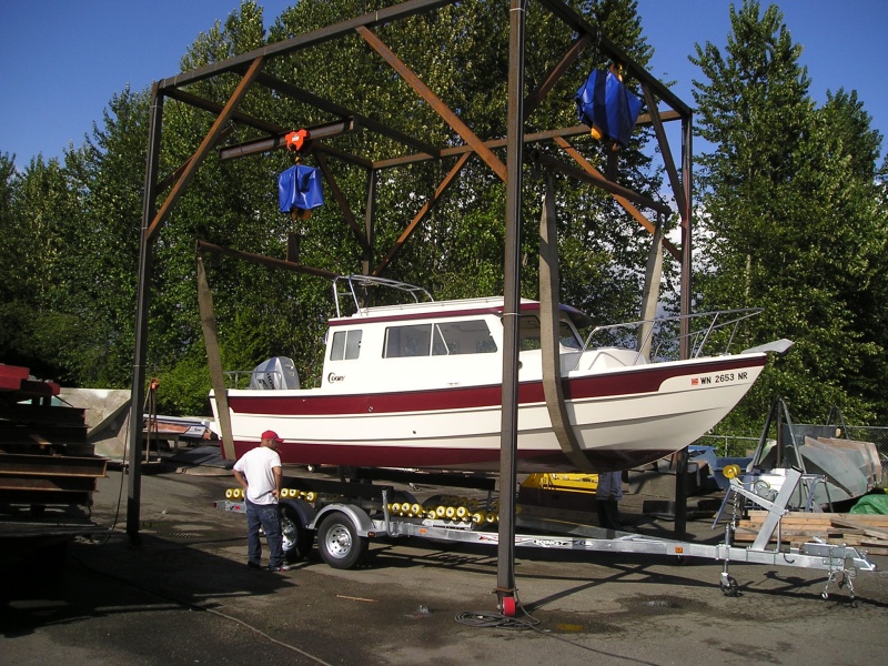Putting her on the trailer (Wed 5-4