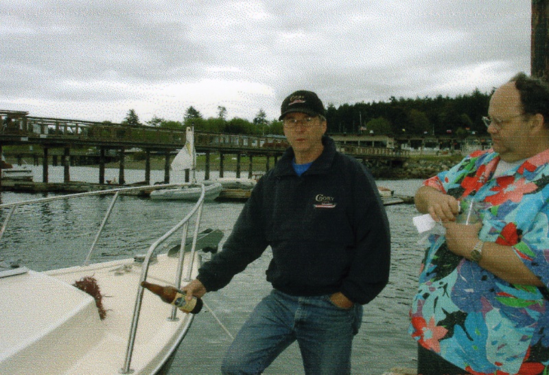 {R/J}:Christening of the ANNA LEIGH.
David and Rev. Jim