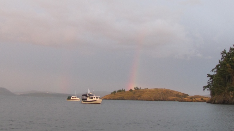Rainbow over Tom & Susan's boat & Harmony