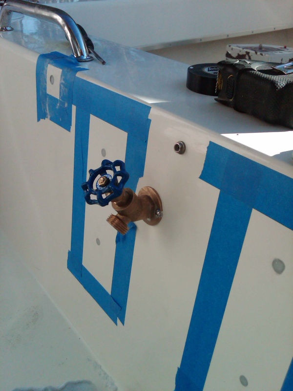 raw water hose bibb connected to switch for AC pump for washdown of muddy stuff.