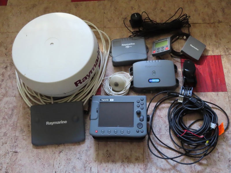 Raymarine Electronic System for Sale.  Radar, C80 Chart Plotter, Auto Pilot, Fish Finder, Transducer