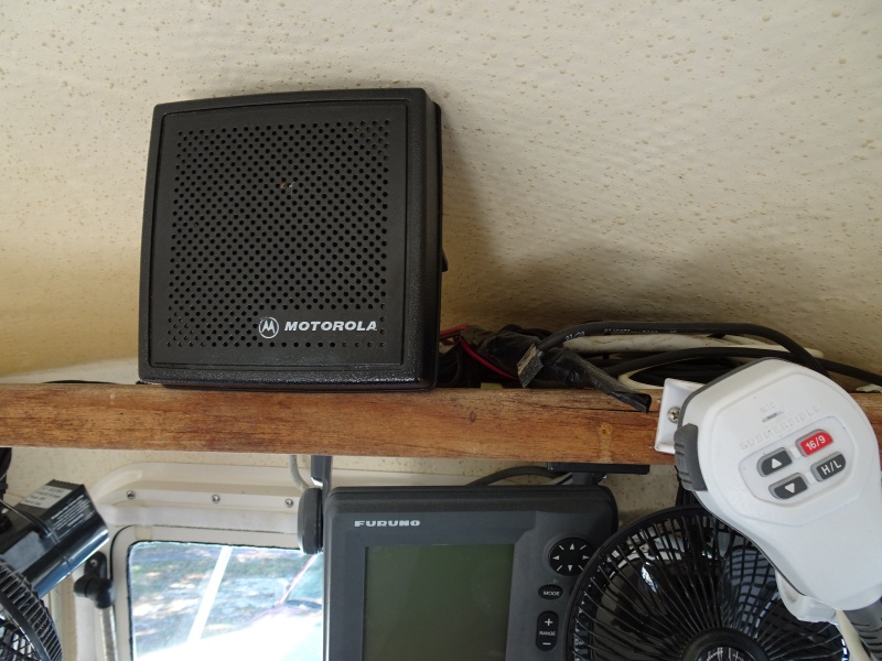 Remote radio speaker for better sound quality and microphone, with up; down, channel buttons.