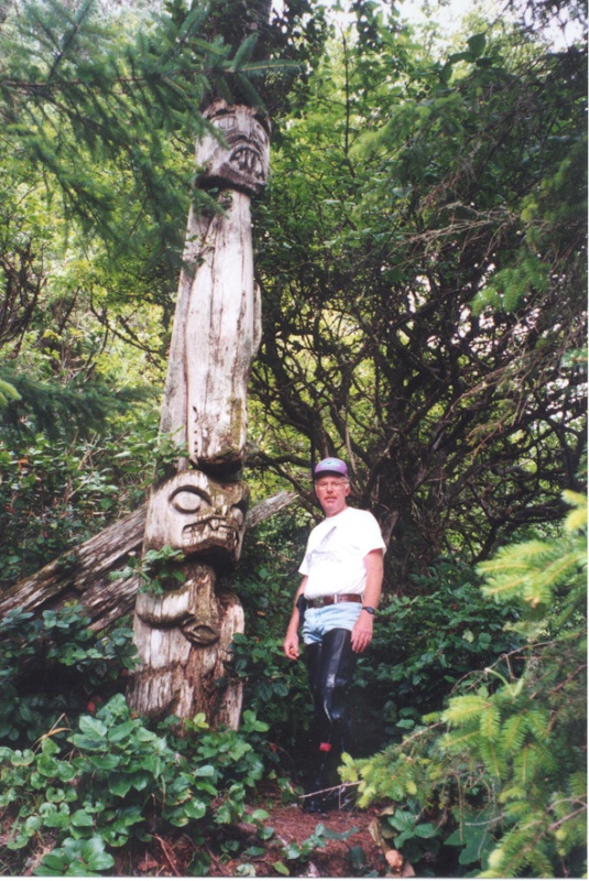 Ross with Totem Pole that has now fallen down