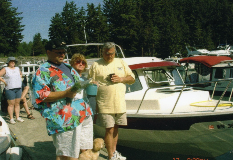 (Ruth/Joe): Christening of DAYDREAM - Patty, Pat & Oscar with Jim (Laurna Jo).