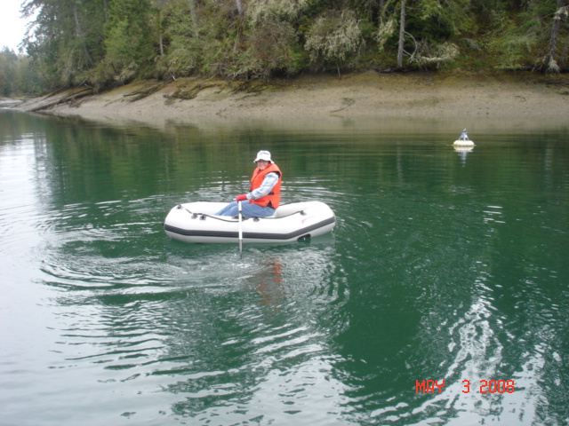 Ruth (R-MATEY) rowing 
 in Jarrell Cove