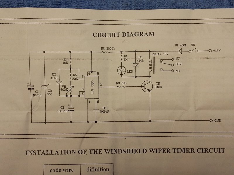 Schematic of wiper delay timer