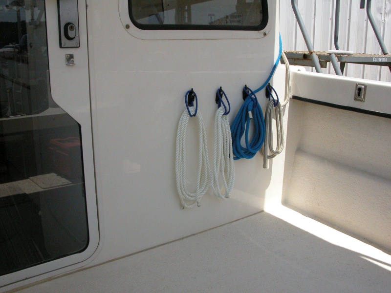 Sea Angel - 2 additional starboard Shockcord Line Hangers for a spare 15' and 50' line with their ends whipped.