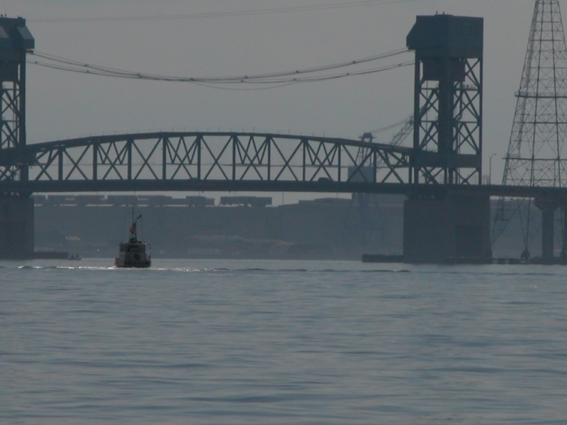 (Sea Angel) South bound home on the James River heading for the James River Bridge with the MAX EFFORT leading the way.
