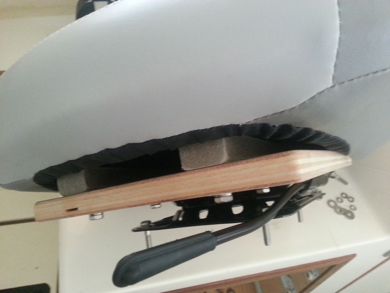Seat appeared to be intended to be mounted on a sloping back surface.  I used some 3/4 ply and some wedge blocks to tilt the seat back to a comfortable angle.