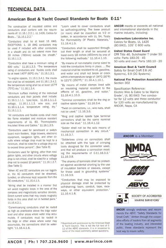 Selected ABYC electrical standards.
Place cursor on photo and clik for larger size.  Save to your 'pictures'on your computer and you can enlarge and print.