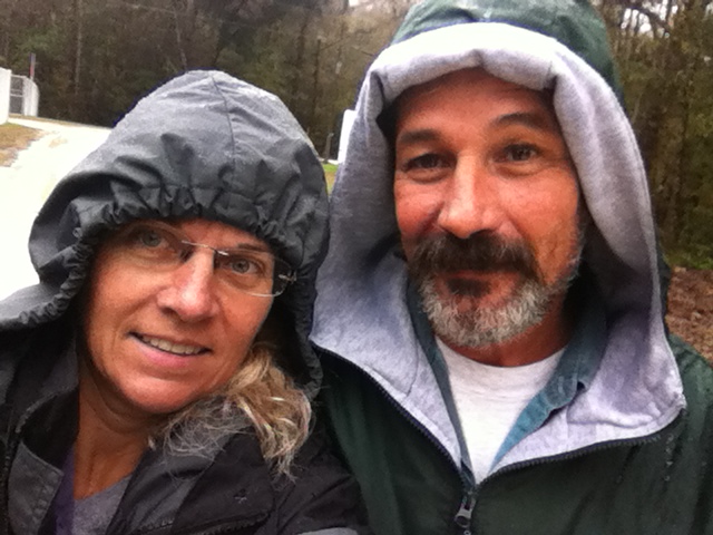 Self portrait while walking the pups in the rain.