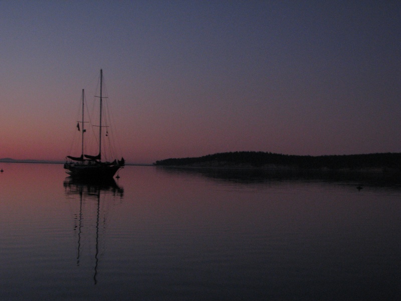 Sequim Bay sunrise.  Quiet water, and empty dock, accessible solitude. What a relief.