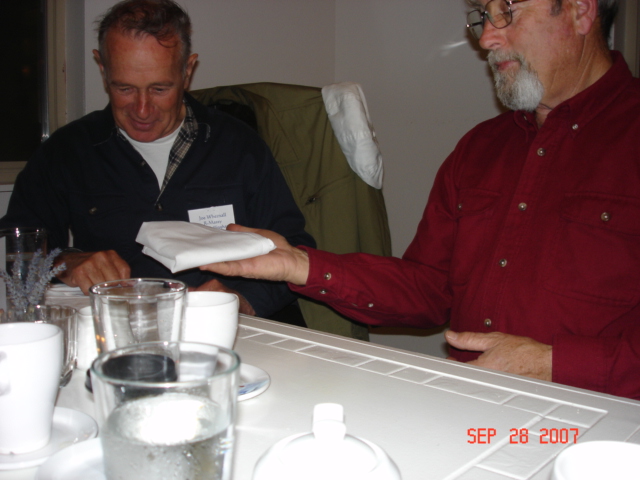 Serious business here! 
Joe (R-MATEY) and Barry (C-CAKES) showing how they used to fold newspapers for their paper routes.