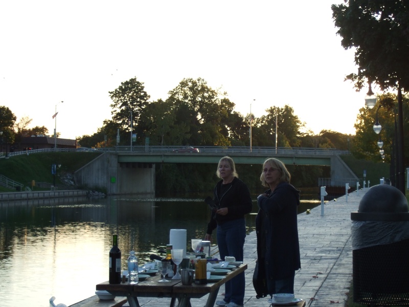 Setting up for steak dinner in Newark. Chilly!