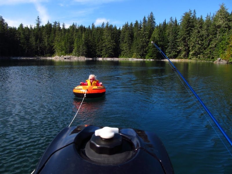 She loved being towed behind the pudgy near Crease island