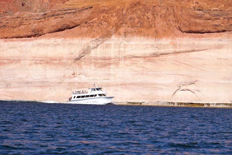 Sight seeing boat--and wake