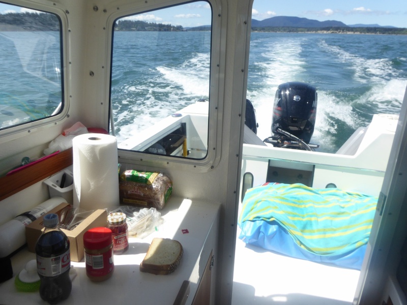 Slow cruising and making lunch on way back to the marina