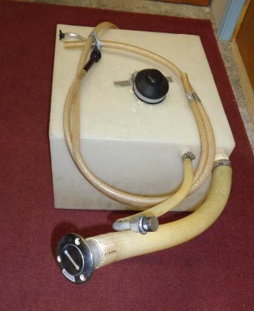SOLD 2024
20 gallon Marine Water Tank- $80 - comes with pump, tubing, faucet & stainless thru hull and vent. Measures approx. 20 inches  x 19 inches x 12 1/2 inches high