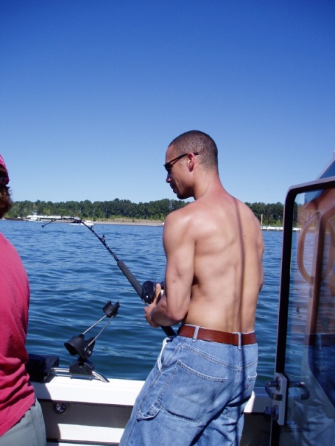 Son Jake reeling in a shaker