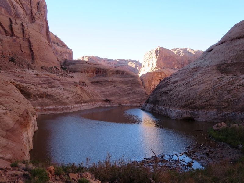 Standing on the natural dam at the end of Iceberg Canyon looking out at the small lake behind it Monday morning 9-23-13