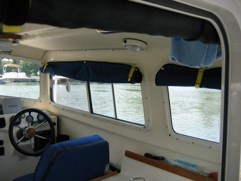 Starboard window covers rolled up