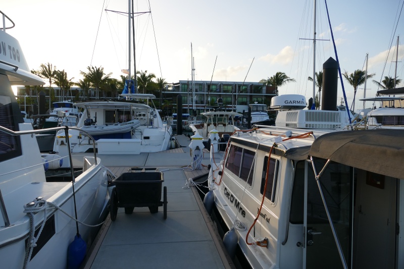 Stock Island Marina Village, Key West @ $63/night with power.  Perry hotel rooms in view run $450/night. They started charging 35 foot min in 2021, no thanks.