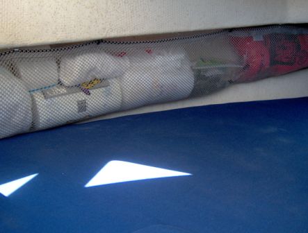 Storage net, port side cabin.