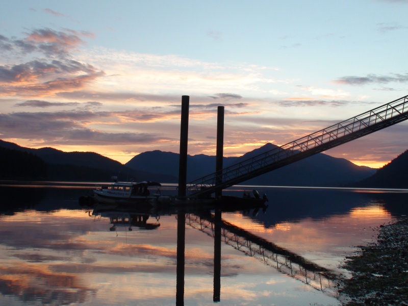 sunset at the port fredrick forest service dock just after the filming crew for \"Bush Alaska\" left