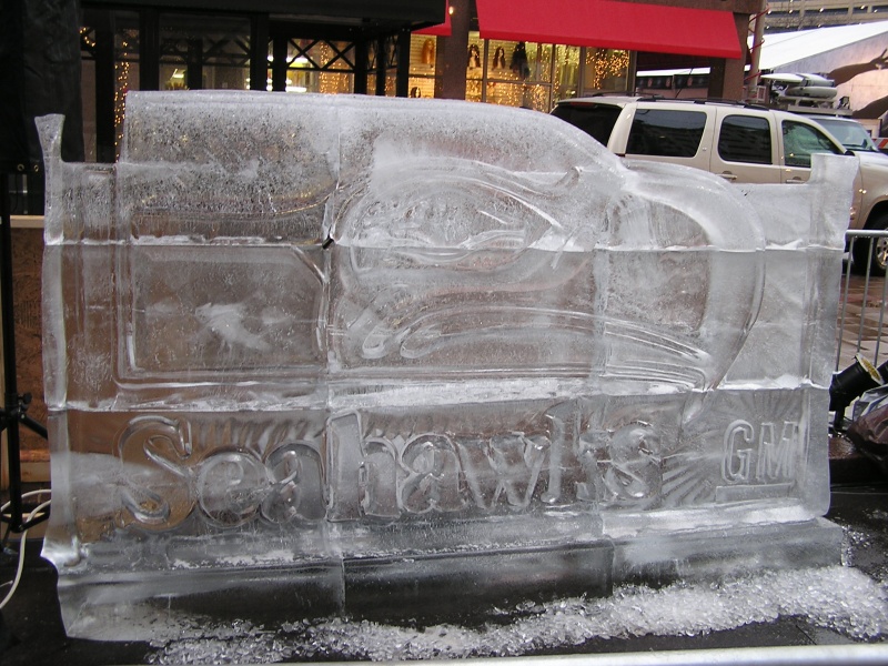 Super Bowl XL Ice Sculptures of the Seahawk logo at the Detriot Motown Winter Blast