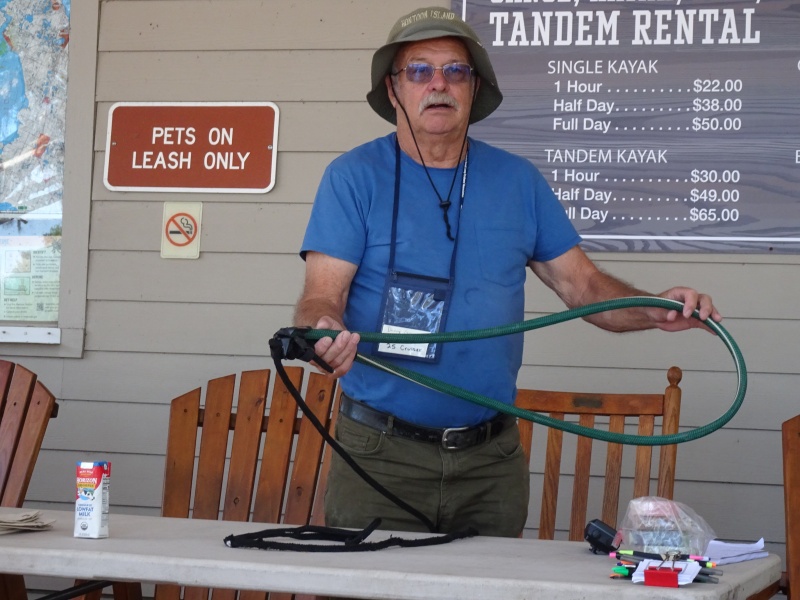 That is certainly a funny looking leash...err--it is made for ....nope, for putting a line over a piling.