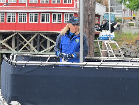 the Blonde on the whale watch boat