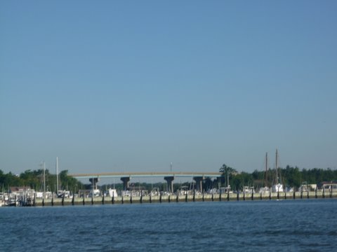 The bridge into Cape May and a large marina