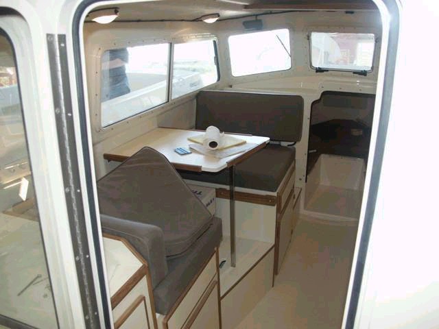 The cabin is completed except for storage shelves in the V berth area.